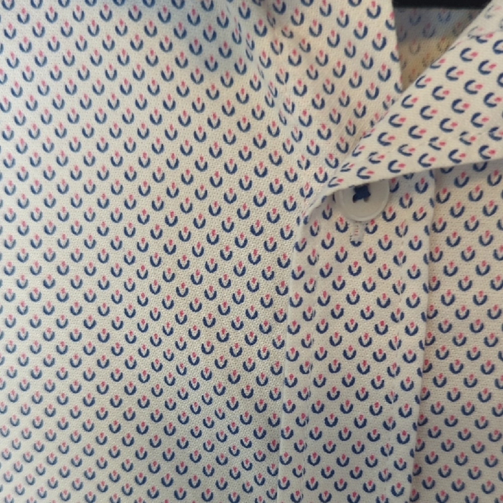 White, Navy And Magenta Micropattern Button Down - From Mexico City! - Picture 3 of 5